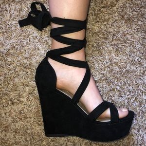 Strapy wedges